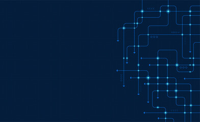 Circuit connect lines. Network technology and Connection concept. Decentralized network nodes connections