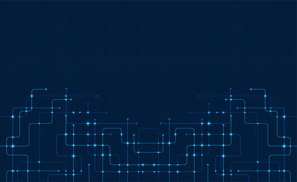 Circuit connect lines. Network technology and Connection concept. Decentralized network nodes connections