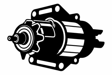 starter motor line art silhouette vector illustration