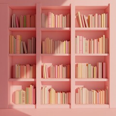 pink bookshelf and sunlight