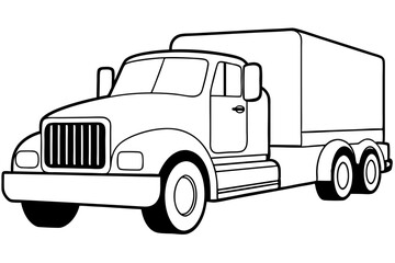 truck line art silhouette vector illustration