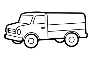 Fototapeta premium truck line art silhouette vector illustration