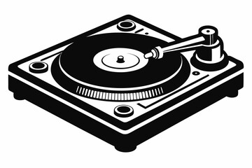 turntable line art silhouette vector illustration