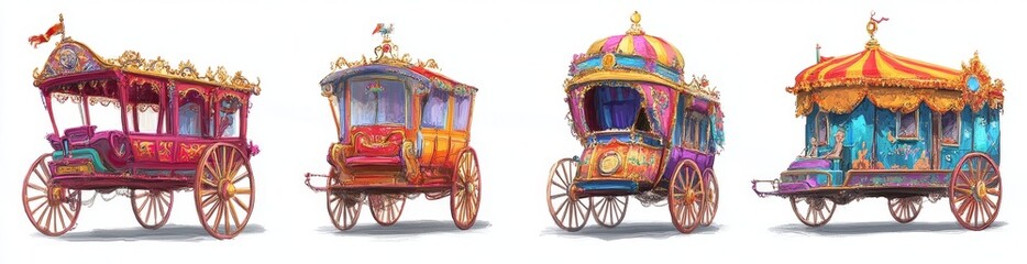 Colorful ornate carriages