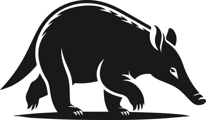 Aardvark walking cautiously with head lowered animal silhouette vector