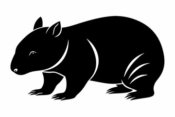 wombat line art silhouette vector illustration