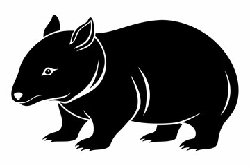 wombat line art silhouette vector illustration
