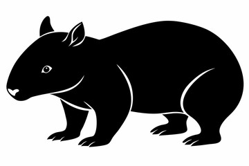 wombat line art silhouette vector illustration