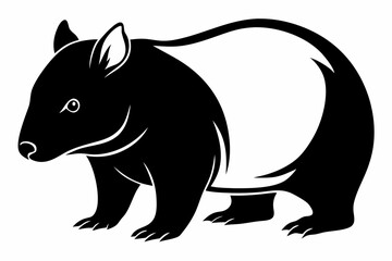 wombat line art silhouette vector illustration