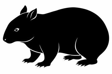 wombat line art silhouette vector illustration