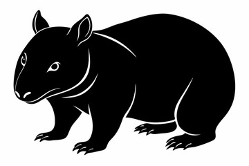 wombat line art silhouette vector illustration