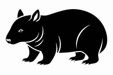 wombat line art silhouette vector illustration