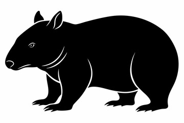 wombat line art silhouette vector illustration