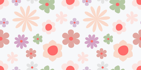 Cute Flower Pastel Decorative Background Seamless Pattern