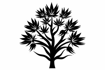 Obraz premium yucca flower line art silhouette vector illustration