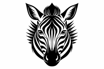 zebra head line art silhouette vector illustration