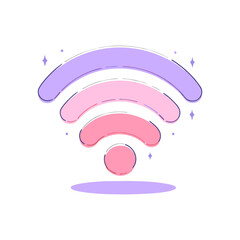 Minimalist Wi-Fi signal vector illustration in pastel pink and purple tones, symbolizing wireless internet, connectivity, and digital communication.