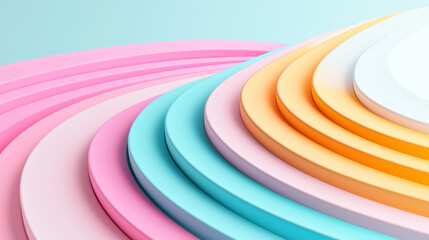 Colorful layers of smooth, curved shapes create vibrant and modern abstract design, evoking sense of calm and creativity