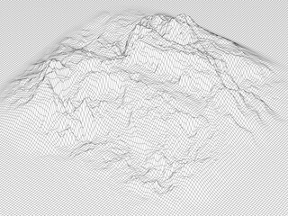 立体地形のワイヤーフレームイメージ　バックグラウンド　ベクターイラストレーション