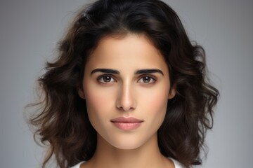 Naklejka premium A woman with long brown hair and brown eyes