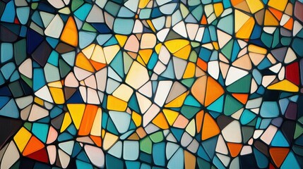 A colorful and abstract Delaunay Voronoi trianglify diagram background, showcasing sharp geometric shapes and smooth transitions.