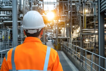 Industrial Worker Safety   Factory Engineer in Hard Hat