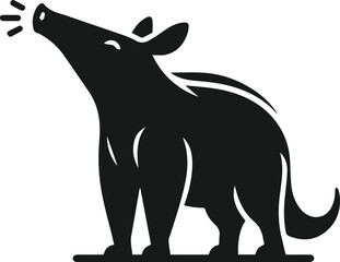 Aardvark standing on its hind legs and sniffing the air animal silhouette vector