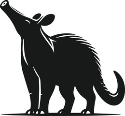 Aardvark standing on its hind legs and sniffing the air animal silhouette vector