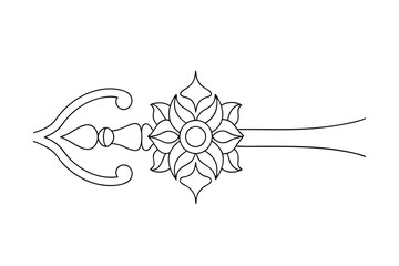 Ornate Trisula Design Hindu, Religious, Symbol, Flower, Art, Line, Drawing, Sacred, Deity, Weapon