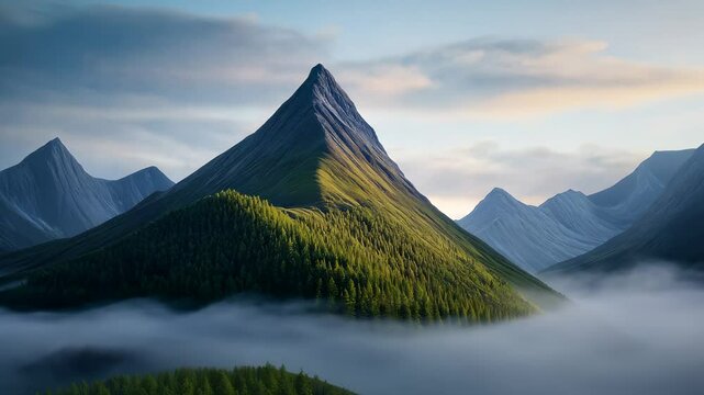 Majestic Mountain Landscape with Misty Valleys