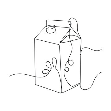 recommend clip art: Milk Carton Single Line Drawing Minimalist Dairy Product Design