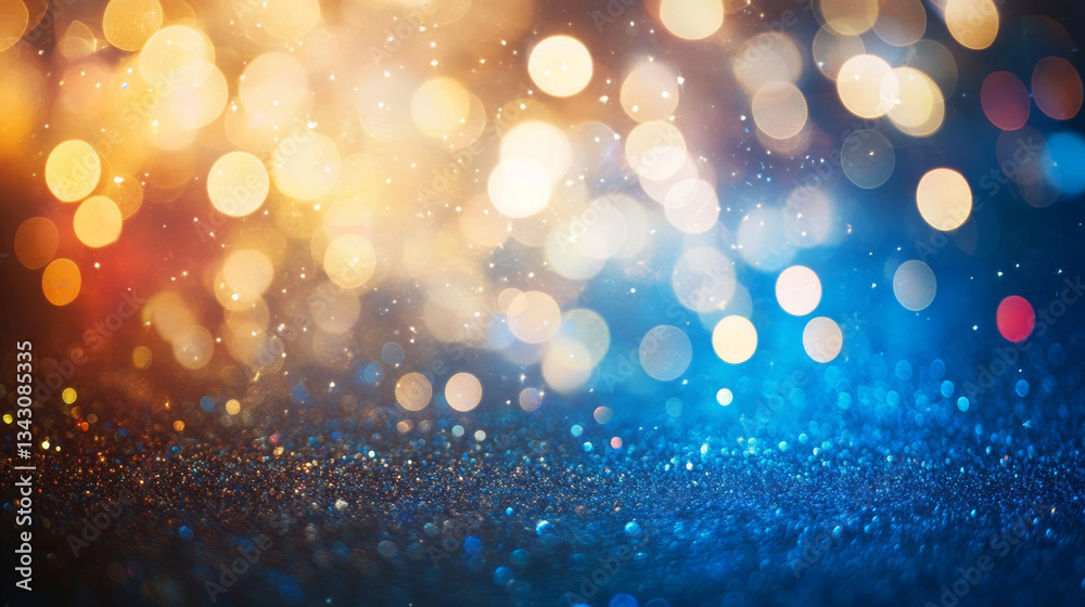 Wall mural vibrant abstract background with colorful bokeh lights in warm and cool tones, creating festive and 