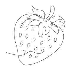 SingleLine Drawing of a Juicy Red Strawberry Fruit