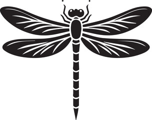 Fototapeta premium White background black silhouette of a dragonfly