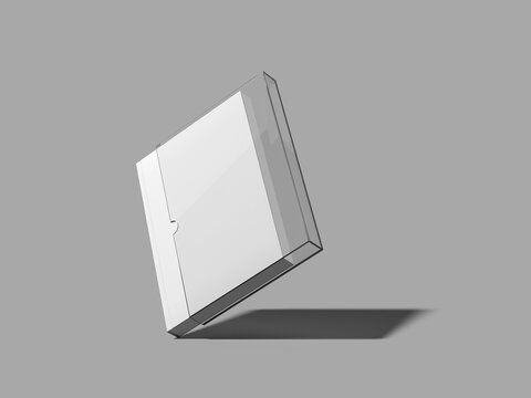 Transparent Acrylic Slipcase for Book Mockup 3D Rendering on Gray Background
