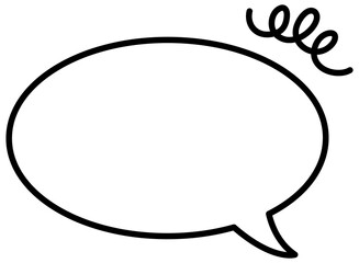 シンプルな吹き出しとクルクルした線の白黒イラスト
