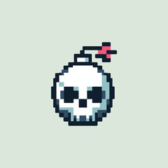 Skull bomb pixel logo