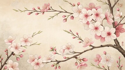 Cherry blossom branches in springtime nature scene floral art soft pastel colors tranquil environment close-up view serenity and beauty