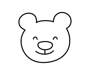 Cute doodle happy bear face icon. Smile laughing bear. Teddy kawaii emoji. Hand drawn animal emoticon. Good mood. Expression teddy head. Vector illustration isolated on white background.