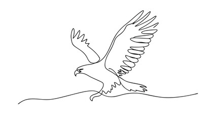 Fototapeta premium Majestic Eagle in Flight SingleLine Art Drawing Illustration