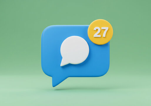 Blue and Yellow 3D Chat Notification Icon with 27 Unread Messages