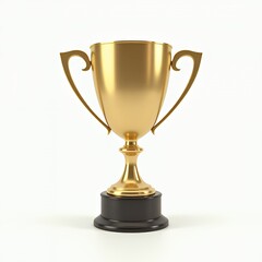Modern golden trophy, isolated on white, success symbol, sleek design, luxury, high-resolution