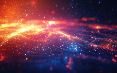 Obraz premium A glowing blue nebula explodes in a dark, abstract universe of fantasy stars