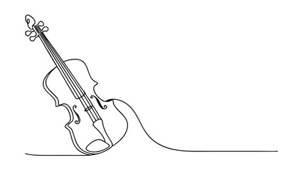 Obraz premium Elegant OneLine Drawing of a Violin Musical Instrument