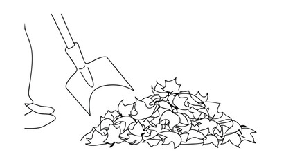 Autumn Leaves Cleanup Shovel, Yard Work, Fall Foliage, Garden Task