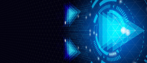 Perspective view, technology modern future background illustration geometric shape and board circuit and triangle mesh