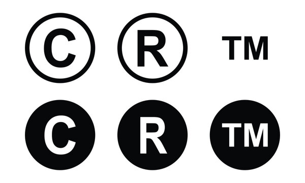 Copyright, registered and trademark symbol. intellectual property icon set. transparent png and vector illustration.