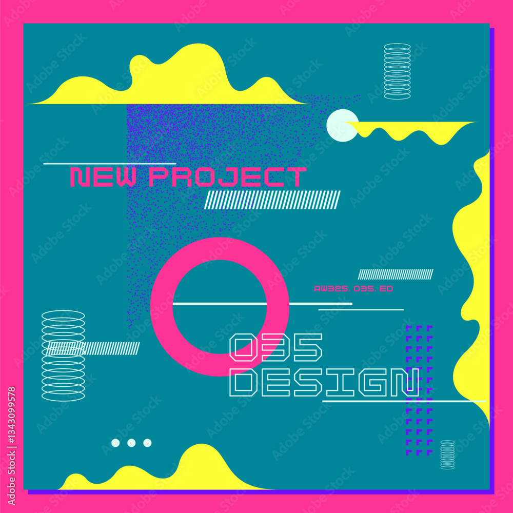 Poster abstract background with various bright geometric shapes. concise design. a composition of figures o