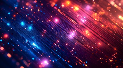 Fototapeta premium Illuminated streaks and particles create a luminous digital art piece