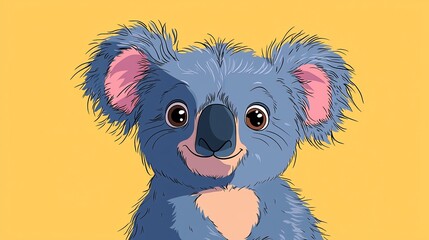 Obraz premium Cute Koala Portrait on Yellow